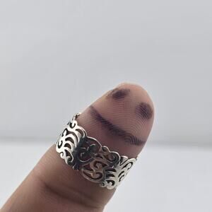 925 Sterling Silver Openwork Band Ring Size 6.75-7 Abstract Wide Filigree Ring